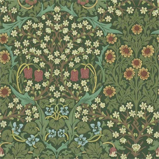 William Morris & Co. Tapet - Blackthorn Green - gammaldags inredning - klassisk stil - retro - sekelskifte