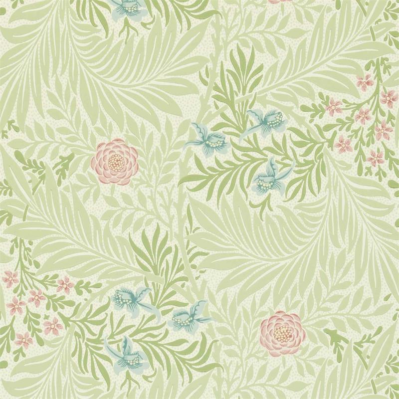 William Morris & Co. Tapet - Larkspur Green/Coral - arvestykke - gammeldags dekor - klassisk stil - retro - sekelskifte