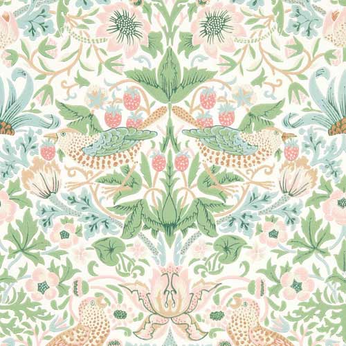 William Morris & Co. Wallpaper - Simple Strawberry Thief cochineal pink