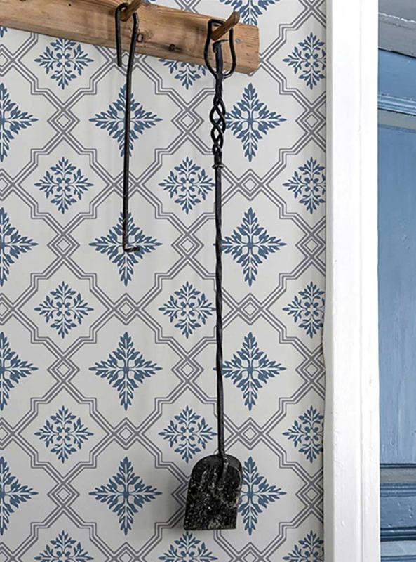 Duro Tapet - Börsjö - Grå/Blå - arvestykke - gammeldags dekor - klassisk stil - retro