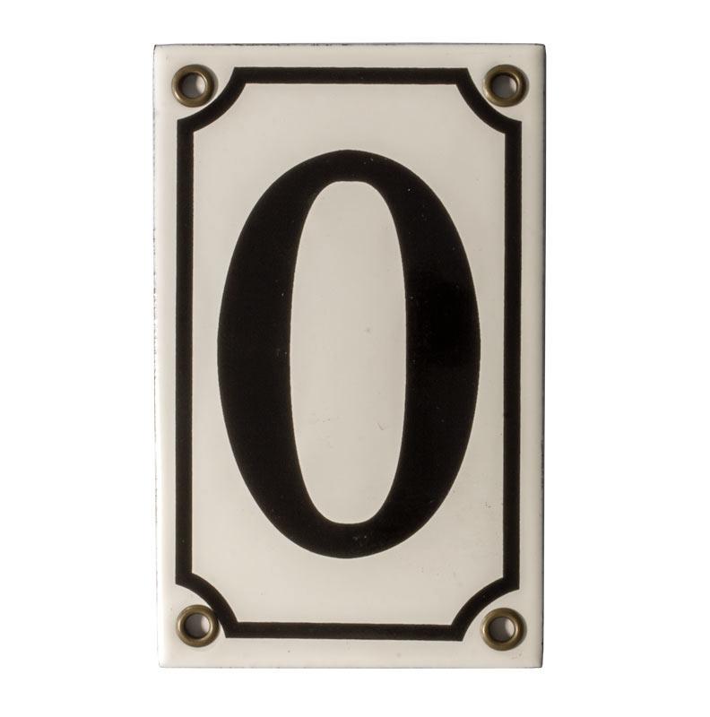 House number - Enamel sign white/black 12 x 7.5 cm