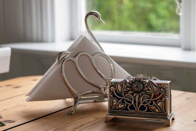 Toast- & servietstativ sølv - Svane - arvestykke - gammeldags dekor - klassisk stil - retro - sekelskifte