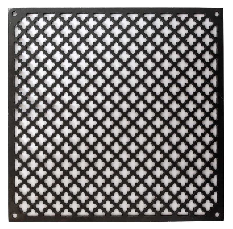 Clover-Pattern Vent Cover - Treated Iron - 200 x 200 mm (7.87 x 7.87 in.)