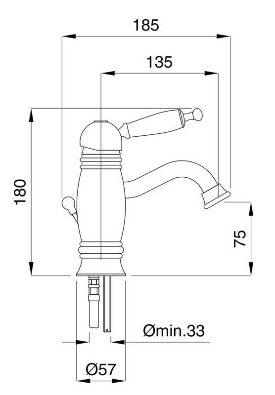 Tvättställsblandare - Oxford II mässing - gammaldags inredning - klassisk stil - retro -sekelskifte