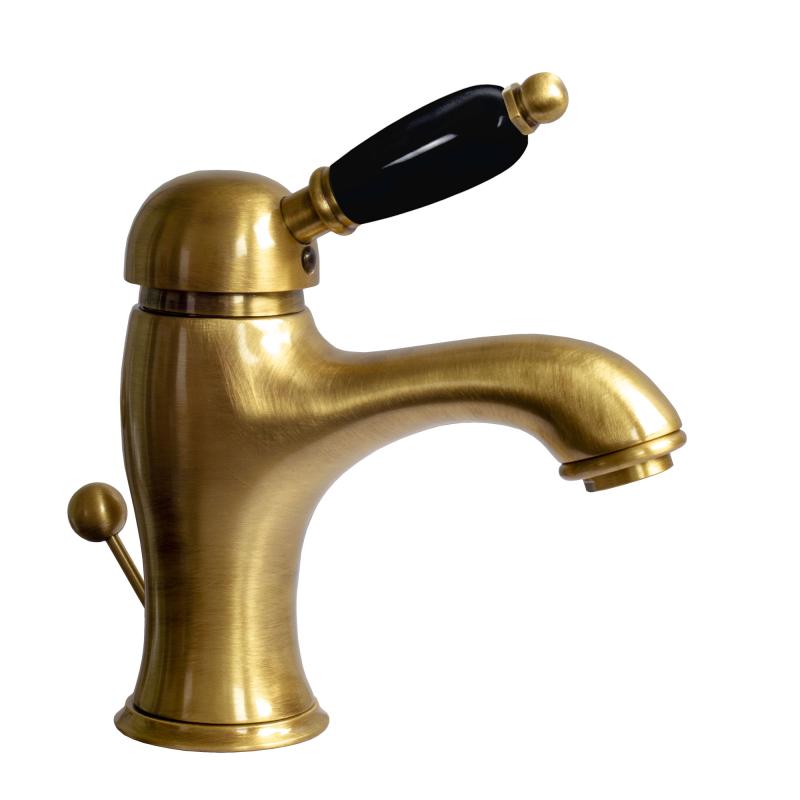 Tvättställsblandare - Paddington brons med svart handtag