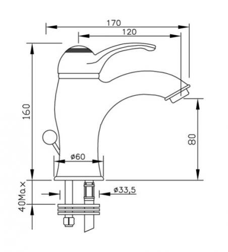Measures washbasin Mixer - Paddington Chrome