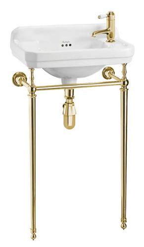 24 Cierra Console Sink with Brass Stand - Brushed Gold in White | Porcelain | Signature Hardware