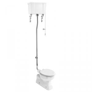 WC - Burlington frittstående toalett, liten tank og sete - arvestykke - gammeldags dekor - klassisk stil - retro - sekelskifte
