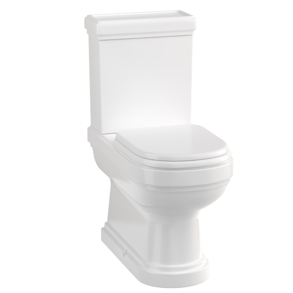 WC - Riviera golvstående toalett, P-lås med sits & kromdetaljer