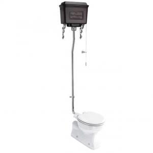 WC - Burlington high level toilet, black metall tank & seat