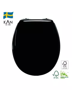 Toilet seat with soft close - KAN, Black/chrome