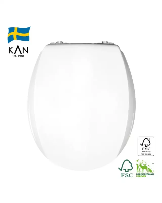 Toilet seat with soft close - KAN, White/chrome