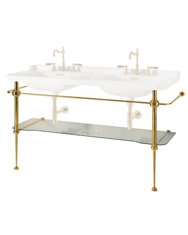 Bronze Stand with Glass Shelf Art Deco - 158 cm