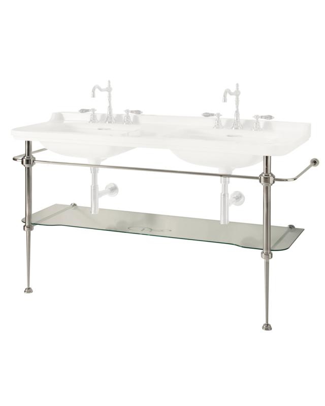 Chrome washstand with glass shelf Art Deco - 158 cm