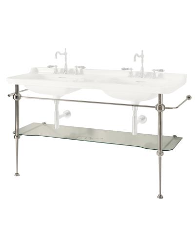 Chrome washstand with glass shelf Art Deco - 158 cm