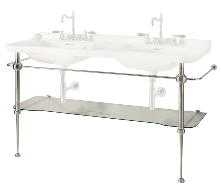 Chrome washstand with glass shelf Art Deco - 158 cm