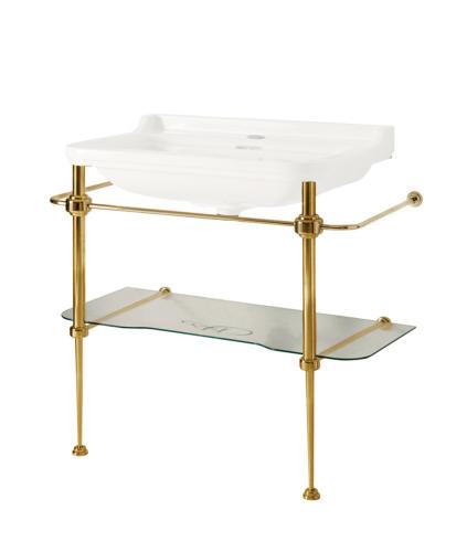 Bronze Stand with Glass Shelf Art Deco - 88 cm