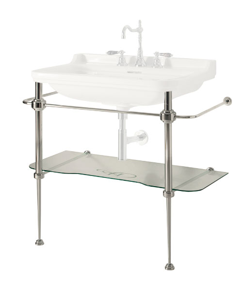 Chrome washstand with glass shelf Art Deco - 88 cm