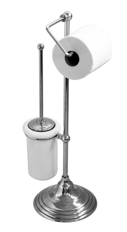 Gulvstående toiletbørste og toiletpapirholder, Sekelskifte - krom