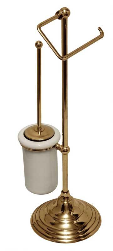 Gulvstående toalettbørste & toalettpapirholder Sekelskifte - Messing - arvestykke - gammeldags dekor - klassisk stil - retro