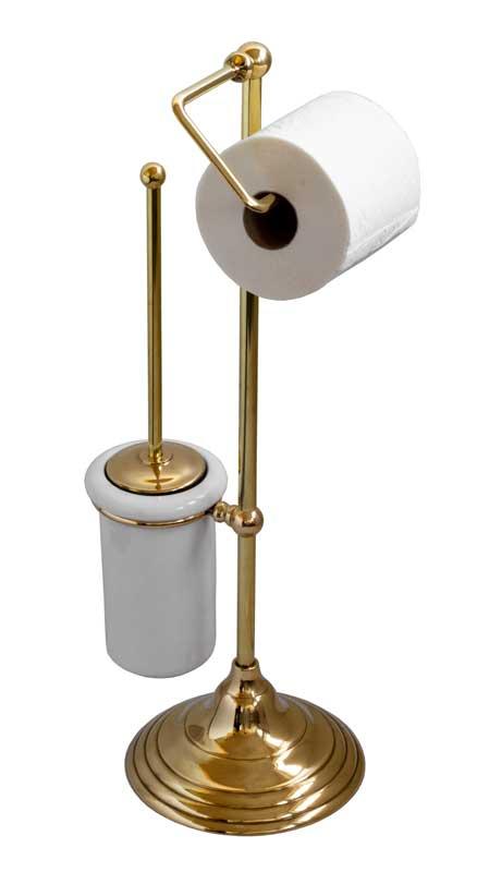 Gulvstående toiletbørste & toiletpapirholder, Sekelskifte - Messing