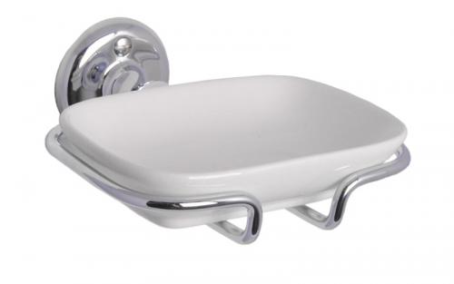 Soap Dish in Porcelain with Chrome Holder - Haga