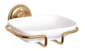 Soap Dish in Porcelain with Brass Holder - Haga