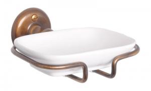 Soap Dish in Porcelain with Bronze Holder - Haga