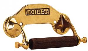 Toilet paper holder - Brass/Wood - old style - classic interior - vintage style - old fashioned style