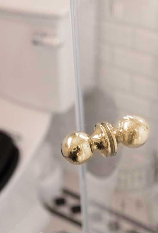 Shower wall handle - Double knob brass
