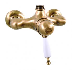 Shower mixer - Oxford with thermostat bronze - old fashioned style - vintage interior - oldschool style