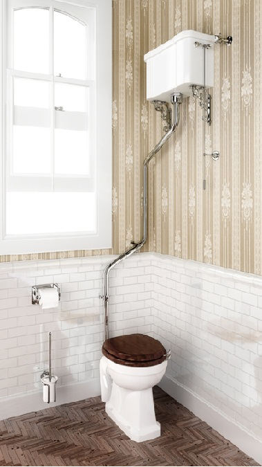 Rørpakke for montering i vinkel for høytspylende WC krom - arvestykke - gammeldags dekor - klassisk stil - retro