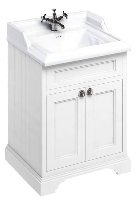 Tvättställsskåp Burlington - 65 cm vit/porslin/dörr  - gammaldags inredning - klassisk stil - retro - sekelskifte