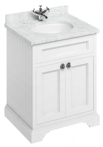 Bathroom vanity - 65 cm white/Carrara/doors