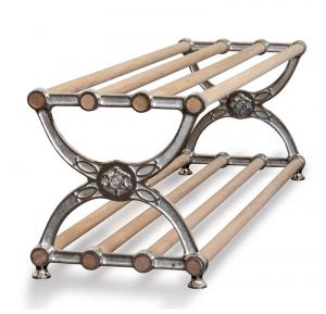Skohylle - Sekelskifte 120 cm nikkel & eik - arvestykke - gammeldags dekor - klassisk stil - retro - sekelskifte