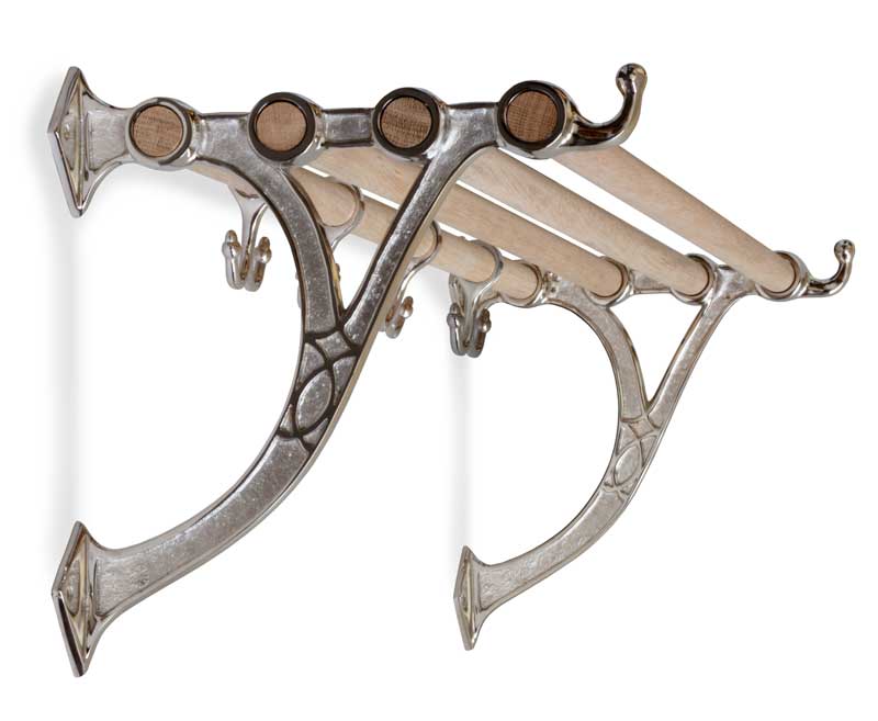 Hattehylle - Sekelskifte nikkel & eik - arvestykke - gammeldags dekor - klassisk stil - retro