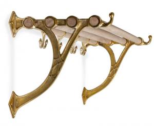 Hat rack - Sekelskifte brass & oak, 120 cm
