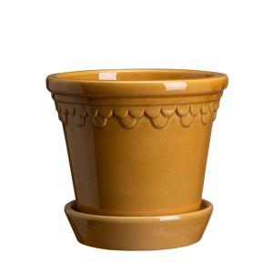 Flower Pot with saucer  - Yellow 18 cm