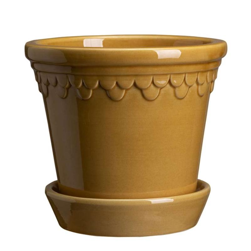 Bergs Potter Flower Pot with Saucer - Yellow 25 cm (9.84 in.)