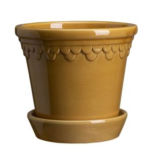 Flower Pot with saucer - Yellow 25 cm