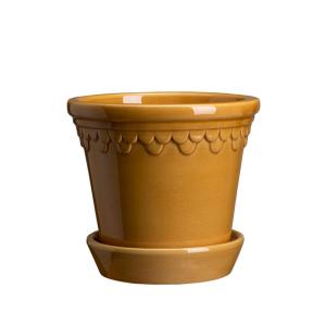 Flower Pot with saucer  - Yellow 12 cm