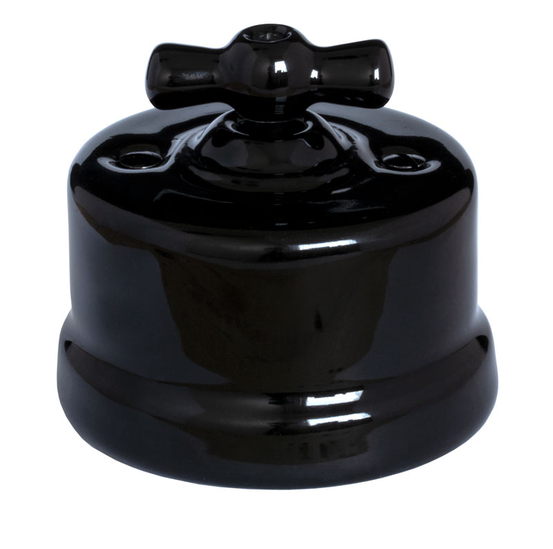 Schalter – Wechselschalter aus schwarzem Porzellan, schwarzer Drehknopf