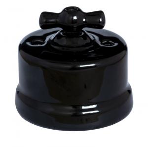 Schalter – Wechselschalter aus schwarzem Porzellan, schwarzer Drehknopf
