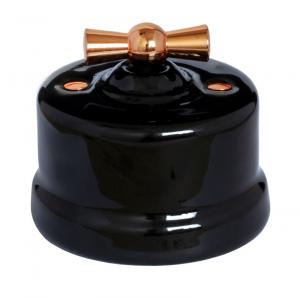 Switch - Black porcelain surface mounted copper knob