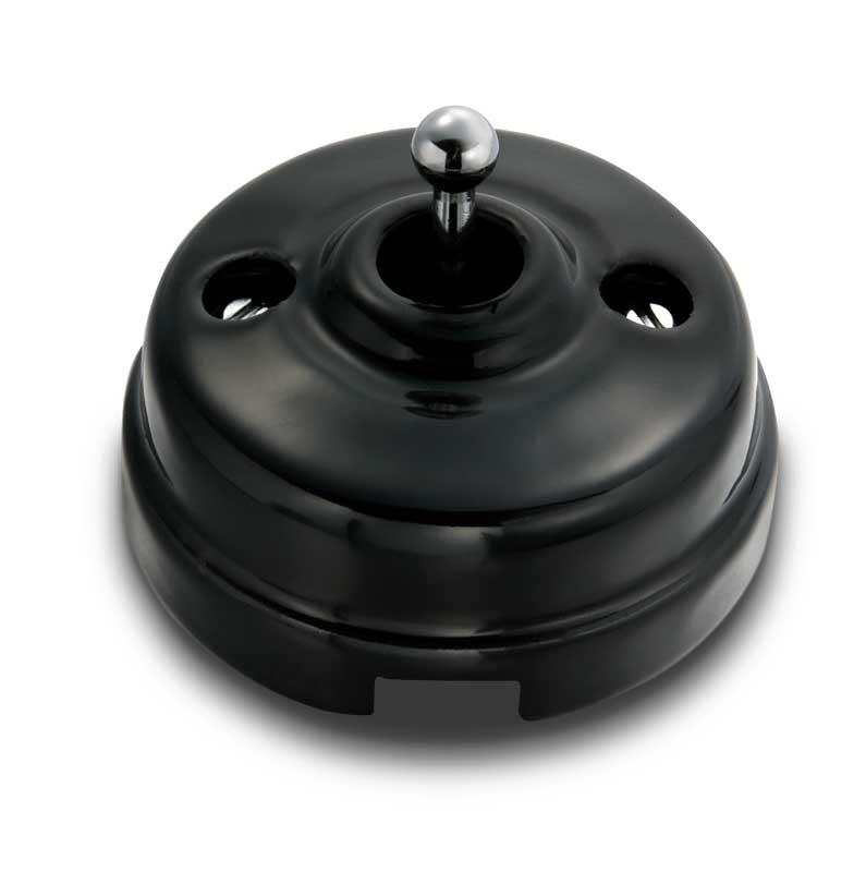 Toggle Push-Button Dimmer - Black Porcelain/Chrome