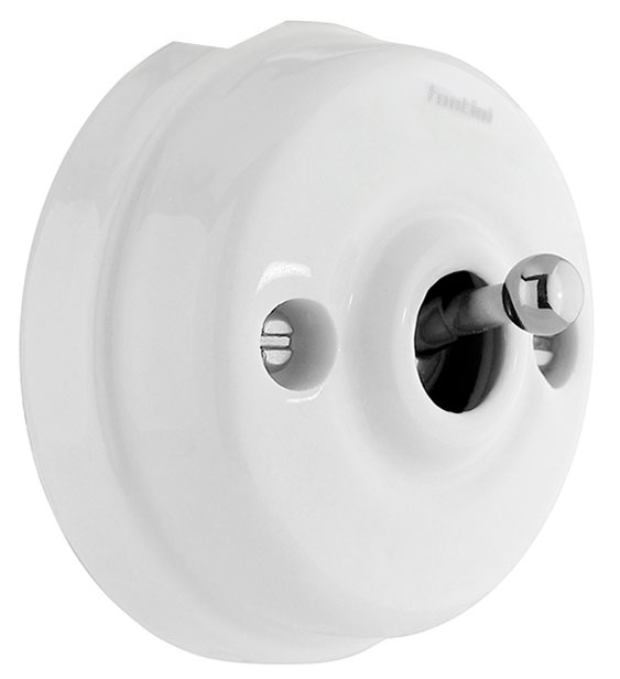 Toggle Push-Button Dimmer - White Porcelain/Chrome