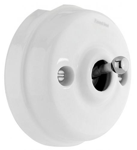 Toggle Push-Button Dimmer - White Porcelain/Chrome