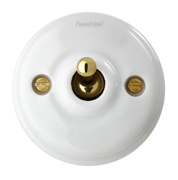 Dimmer - White Porcelain/Brass, Surface-Mounted