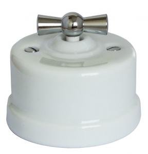 Old style switch white porcelain chromed knob