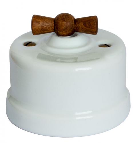 Old style switch white porcelain wood knob
